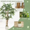 Kunstmatige Banyanboom Kunstplant Met Massief Houten Stam, Pot, Voor Woonkamer Slaapkamer Kantoor 65 X 65 X 150 Cm Groen