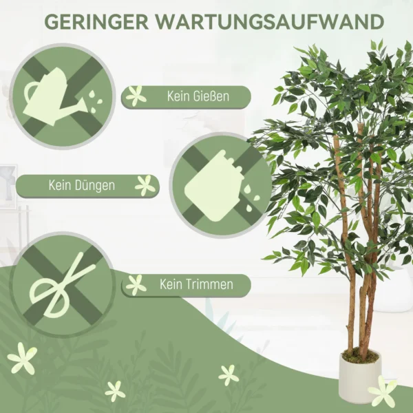 Kunstmatige Banyanboom Kunstplant Met Massief Houten Stam, Pot, Voor Woonkamer Slaapkamer Kantoor 65 X 65 X 150 Cm Groen