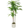 Kunstmatige Dracaena Boom 120 Cm Met Buigzame Stammen En Witte Plantenbak Voor Woonkamer Slaapkamer Kantoor