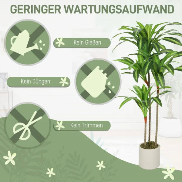 Kunstmatige Dracaena Boom 120 Cm Met Buigzame Stammen En Witte Plantenbak Voor Woonkamer Slaapkamer Kantoor