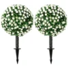 Kunstmatige Rozenbollen UV bestendig Voor Buitengebruik, Set Van 2 Rozenbomen, 55 Cm, Wit