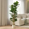 Kunstmatige Vioolvijgenboom Kunstplant Met 91 Bladeren, Massief Houten Stam, Pot, 55 X 55 X 180 Cm, Groen