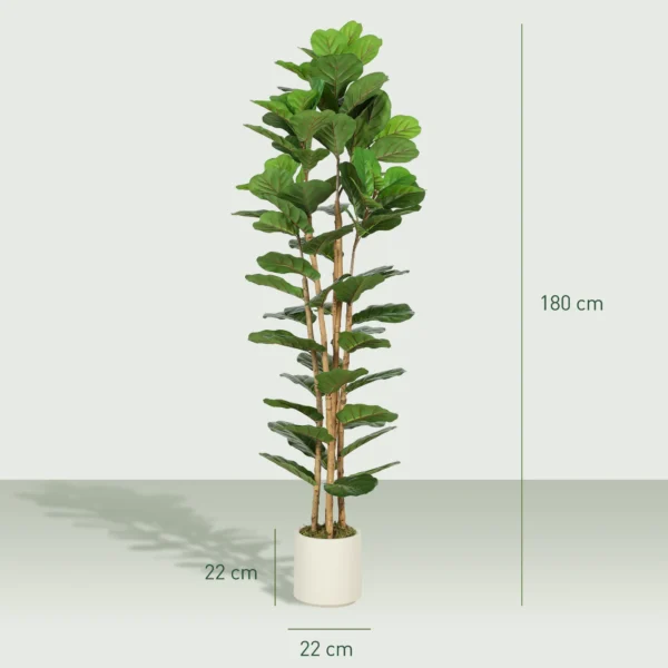 Kunstmatige Vioolvijgenboom Kunstplant Met 91 Bladeren, Massief Houten Stam, Pot, 55 X 55 X 180 Cm, Groen