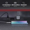L vormige Computertafel Met Stopcontacten, 128 Cm Hoekbureau Met Monitorstandaard, Koptelefoonhaak & Drankhouder