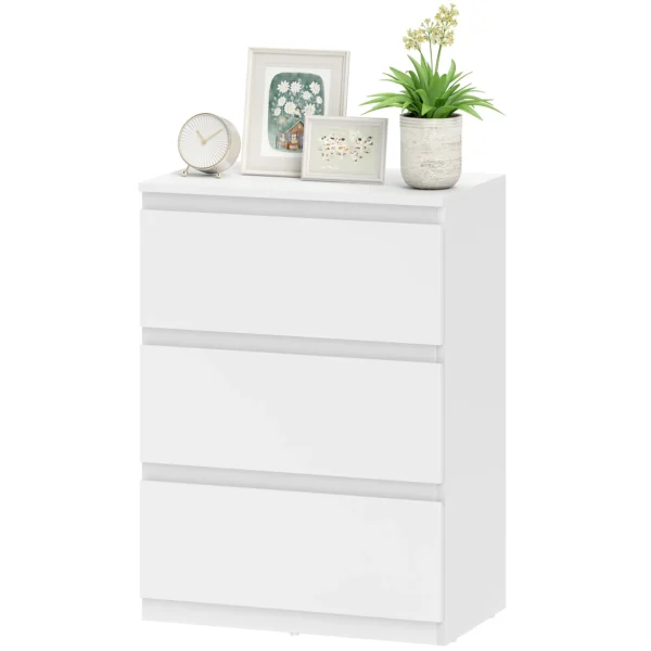 Ladekast Met 3 Lades, Moderne Opbergmeubels Voor De Slaapkamer, Wit