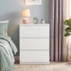 Ladekast Met 3 Lades, Moderne Opbergmeubels Voor De Slaapkamer, Wit