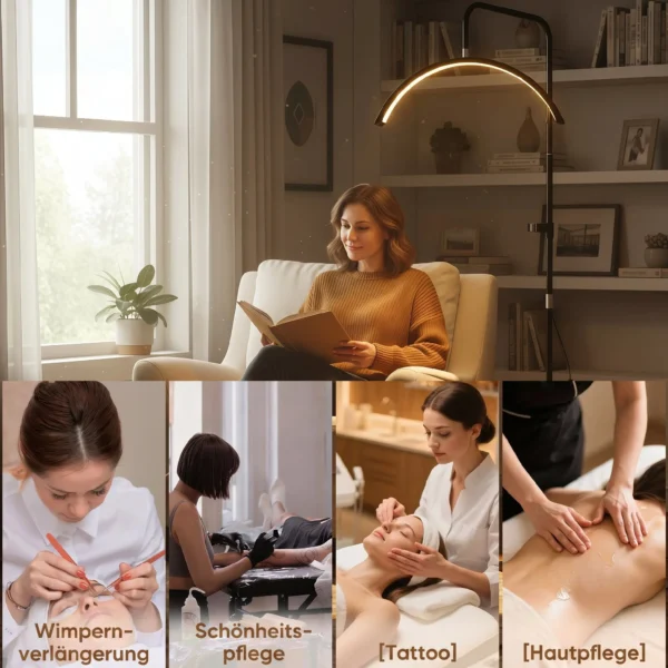 LED Halve Maan Wimperlamp Met Telefoonhouder 350° Draaibaar Schoonheidsringlicht Warme Lamp Met Verstelbare Hoogte