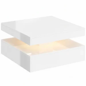 LED salontafel Met Opbergruimte, 2 laags Moderne Tafel Met Open Opslag En Afstandsbediening, Hoogglans Wit