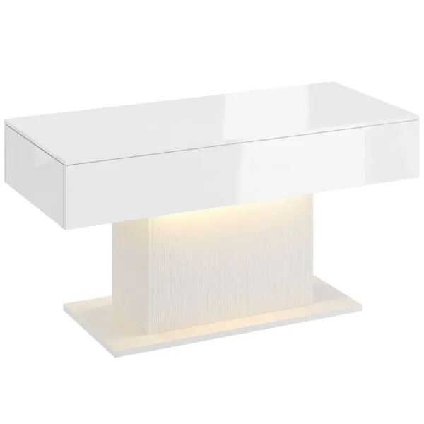 LED Salontafel Met Opbergruimte, Hoogglans, Modern, 2 Laden & Afstandsbediening, Wit