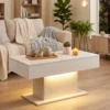 LED Salontafel Met Opbergruimte, Hoogglans, Modern, 2 Laden & Afstandsbediening, Wit