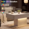 LED Salontafel Met Opbergruimte, Hoogglans, Modern, 2 Laden & Afstandsbediening, Wit