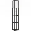 LED Staande Lamp Met Planken, Dimbaar, Ketting Schakelaar & Stopcontacten, Zwart