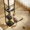 LED Staande Lamp Met Planken, Dimbaar, Ketting Schakelaar & Stopcontacten, Zwart