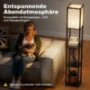 LED Staande Lamp Met Planken, Dimbaar, Ketting Schakelaar & Stopcontacten, Zwart