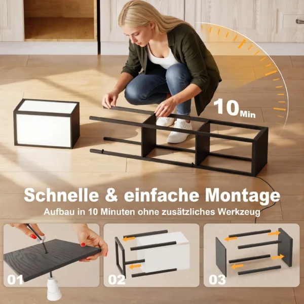 LED Staande Lamp Met Planken, Dimbaar, Ketting Schakelaar & Stopcontacten, Zwart