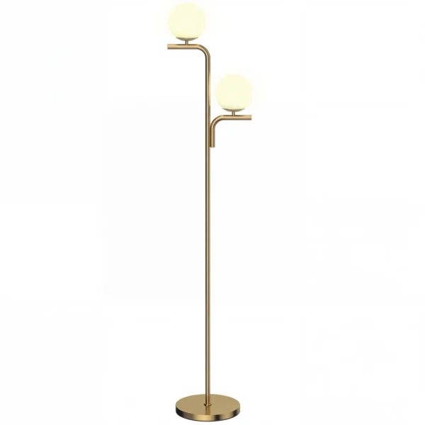 LED staande Lamp, Moderne Lamp Met 3 Kleurtemperaturen, Glazen Bol Kappen En Voetschakelaar, Goud