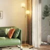 LED staande Lamp, Moderne Lamp Met 3 Kleurtemperaturen, Glazen Bol Kappen En Voetschakelaar, Goud