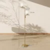 LED staande Lamp, Moderne Lamp Met 3 Kleurtemperaturen, Glazen Bol Kappen En Voetschakelaar, Goud