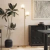LED staande Lamp, Moderne Lamp Met 3 Kleurtemperaturen, Glazen Bol Kappen En Voetschakelaar, Goud