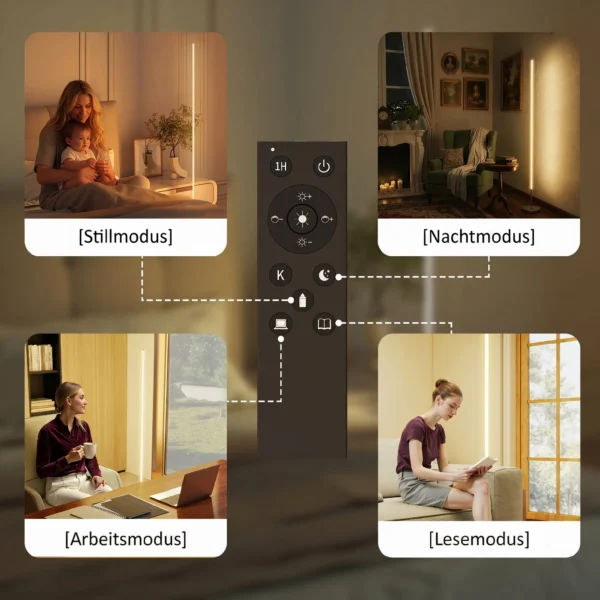 LED Staande Lamp Woonkamer Met Instelbare Kleurtemperatuur Voor Slaapkamer, Kantoor, 20 X 20 X 150 Cm