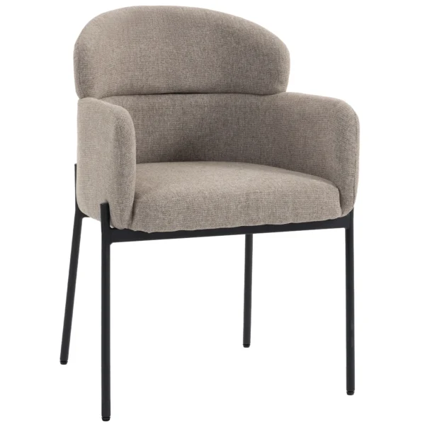 Loungestoel Voor De Woonkamer Met Chenille look, Armleuningen, Metalen Poten Voor De Slaapkamer, Lichtbruin
