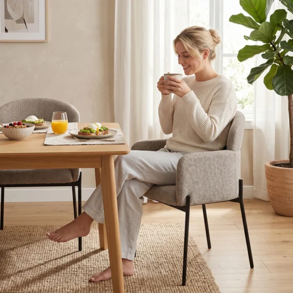 Loungestoel Voor De Woonkamer Met Chenille look, Armleuningen, Metalen Poten Voor De Slaapkamer, Lichtbruin