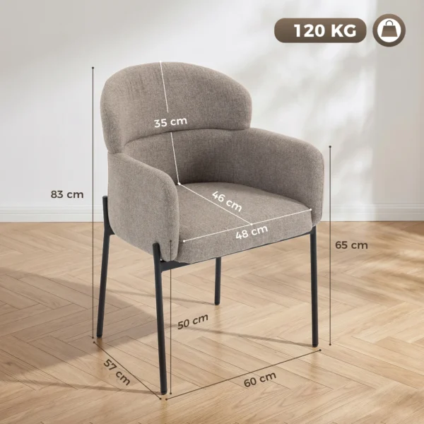 Loungestoel Voor De Woonkamer Met Chenille look, Armleuningen, Metalen Poten Voor De Slaapkamer, Lichtbruin