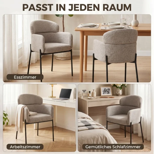 Loungestoel Voor De Woonkamer Met Chenille look, Armleuningen, Metalen Poten Voor De Slaapkamer, Lichtbruin