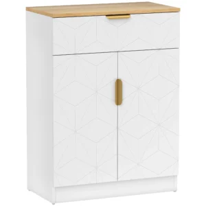Modern Dressoir, Opbergkast Met Lade En Verstelbaar Rek, Wit