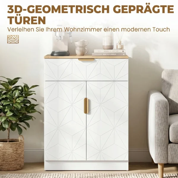 Modern Dressoir, Opbergkast Met Lade En Verstelbaar Rek, Wit