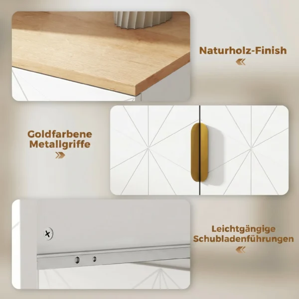 Modern Dressoir, Opbergkast Met Lade En Verstelbaar Rek, Wit