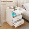 Nachtkastje, Bijzettafel Met Oplaadstation En RGB LED verlichting, Hoogglans Wit