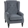 Oorfauteuil Relaxfauteuil Stoel, Vintage Design, Knoopstiksels, Gedraaide Poten, 74 Cm X 86 Cm X 102 Cm, Grijs