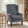 Oorfauteuil Relaxfauteuil Stoel, Vintage Design, Knoopstiksels, Gedraaide Poten, 74 Cm X 86 Cm X 102 Cm, Grijs