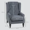 Oorfauteuil Relaxfauteuil Stoel, Vintage Design, Knoopstiksels, Gedraaide Poten, 74 Cm X 86 Cm X 102 Cm, Grijs
