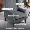 Oorfauteuil Relaxfauteuil Stoel, Vintage Design, Knoopstiksels, Gedraaide Poten, 74 Cm X 86 Cm X 102 Cm, Grijs