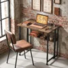 Opklapbare Bureau Met Opbergvak, 80 Cm Klaptafel Voor Kleine Ruimtes, Kantoor, Rustiek Bruin