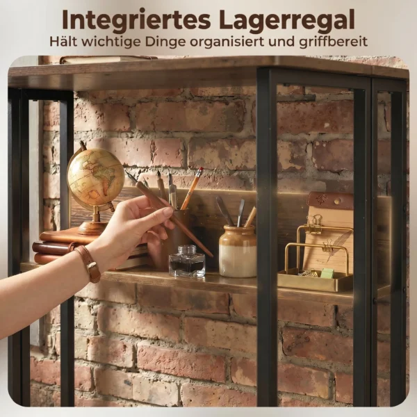 Opklapbare Bureau Met Opbergvak, 80 Cm Klaptafel Voor Kleine Ruimtes, Kantoor, Rustiek Bruin