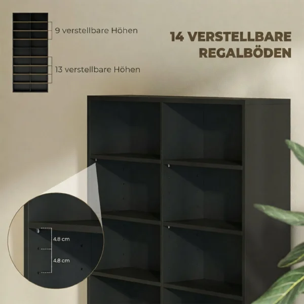 Opslagrek Voor 640 CD's, Blu ray Rek Met 18 Vakken En 14 Verstelbare Planken, Zwart