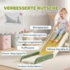 Opvouwbare 4 in 1 Peuterglijbaan Met Klimonderdeel, Basketbalring, Opbergruimte En Basketbal Voor Kinderen Van 1 3 Jaar, Crèmewit