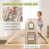 Opvouwbare 4 in 1 Peuterglijbaan Met Klimonderdeel, Basketbalring, Opbergruimte En Basketbal Voor Kinderen Van 1 3 Jaar, Crèmewit
