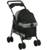 Opvouwbare Hondenwagen Met Kussen, Netvensters, Drankhouder, 360° Draaibare Wielen Voor Kleine Honden Tot 10kg Grijs