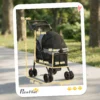 Opvouwbare Hondenwagen Met Kussen, Netvensters, Drankhouder, 360° Draaibare Wielen Voor Kleine Honden Tot 10kg Grijs