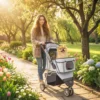 Opvouwbare Hondenwagen Met Opbergmand, Kussen, Netvenster, Drankhouder Voor Kleine Honden Tot 10kg Grijs