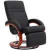 Relaxstoel Met Ligfunctie, Televisiestoel Met Hoge Rugleuning, Ergonomische Armleuning, Voetensteun, Houten Basis, Linnenlook