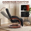Relaxstoel Met Ligfunctie, Televisiestoel Met Hoge Rugleuning, Ergonomische Armleuning, Voetensteun, Houten Basis, Linnenlook