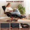 Relaxstoel Met Ligfunctie, Televisiestoel Met Hoge Rugleuning, Ergonomische Armleuning, Voetensteun, Houten Basis, Linnenlook