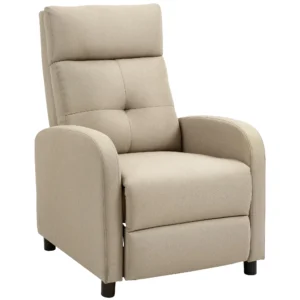 Relaxstoel Met Ligfunctie, Uitschuifbaar Voetgedeelte, Pocketvering, Tot 150 Kg, Beige