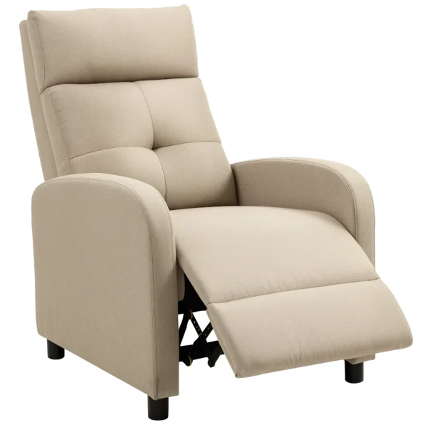 Relaxstoel Met Ligfunctie, Uitschuifbaar Voetgedeelte, Pocketvering, Tot 150 Kg, Beige