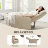 Relaxstoel Met Ligfunctie, Uitschuifbaar Voetgedeelte, Pocketvering, Tot 150 Kg, Beige